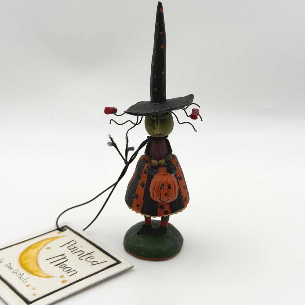 Blossom Bucket Dan DiPaolo 2009 Painted Moon Halloween Witch Pumpkin NWT